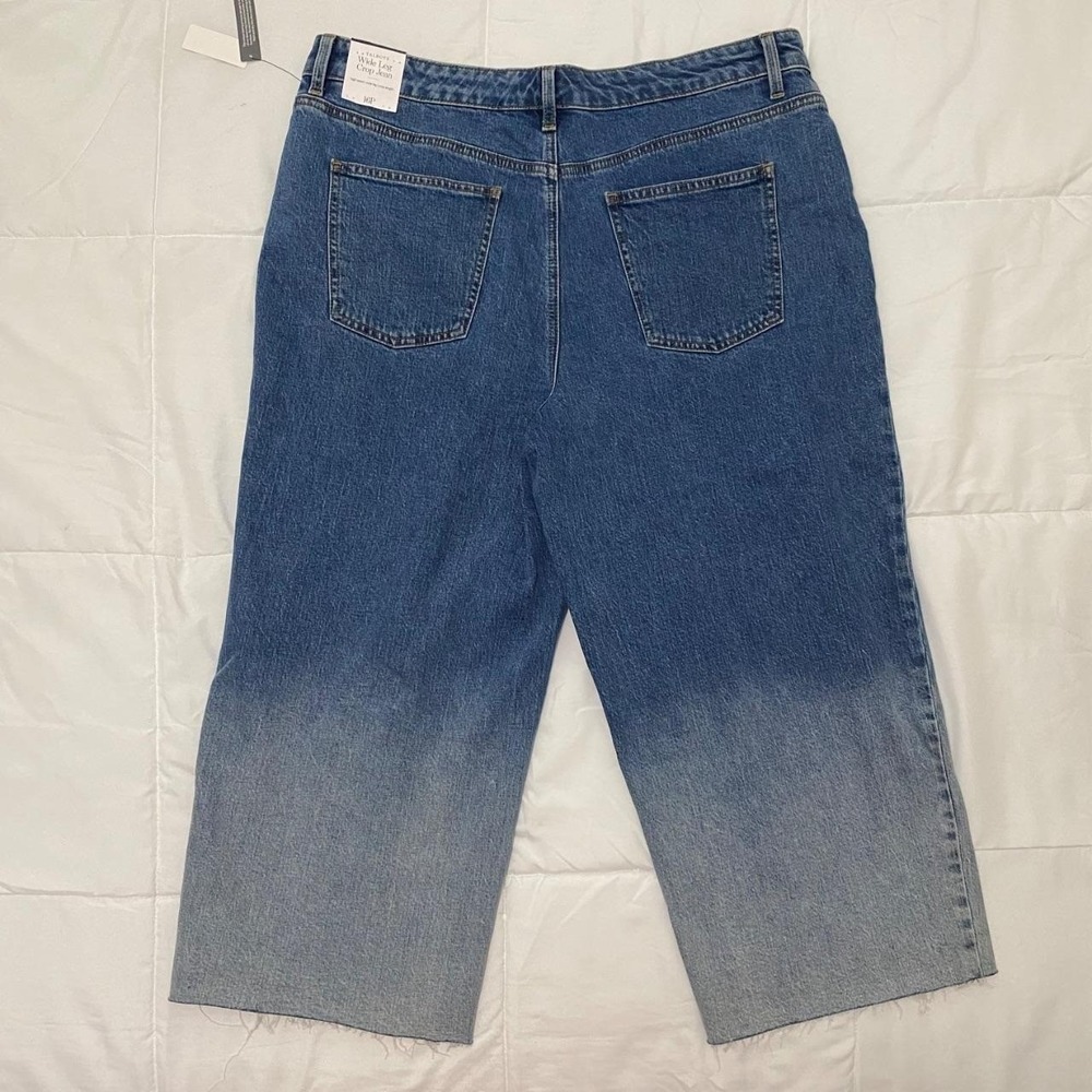 Talbots High Waist Wide Leg Cropped Ombré Blue Jeans Women‎ Size 16P - Picture 4 of 5